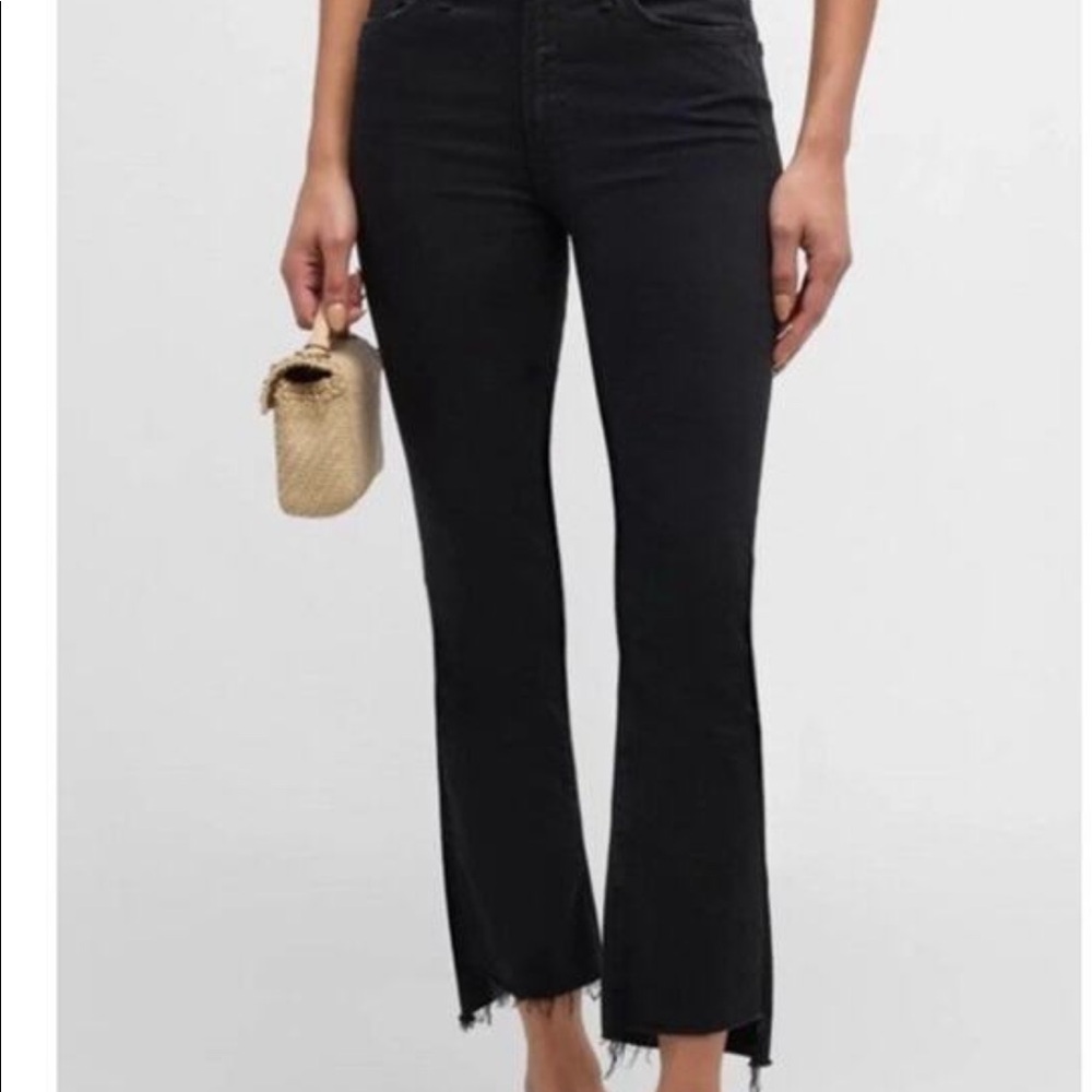 Mother Jeans Cropped Frayed Black Jeans